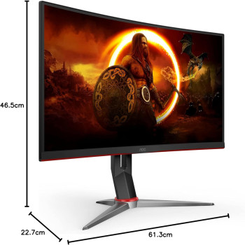 AOC C27G2Z 27 Inch Curved Frameless Ultra-Fast Gaming Monitor, FHD 1080P, 0.5Ms 240Hz, Freesync, HDMI/DP/VGA, Height Adjustable, 3-Year Zero Dead Pixel Guarantee, Black, Xbox PS5 Switch