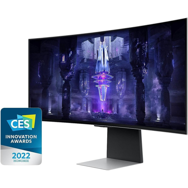 Samsung 34 Inch Odyssey OLED G8 Gaming Monitor With Smart TV Experience, 0.03Ms Response Time & 175Hz Refresh Rate, AMD FreeSync Premium Pro, IoT Hub & Voice Assistants - LS34BG850SMXUE