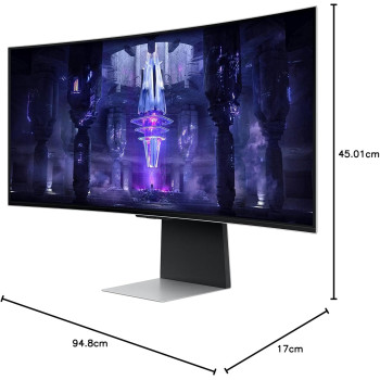 Samsung 34 Inch Odyssey OLED G8 Gaming Monitor With Smart TV Experience, 0.03Ms Response Time & 175Hz Refresh Rate, AMD FreeSync Premium Pro, IoT Hub & Voice Assistants - LS34BG850SMXUE