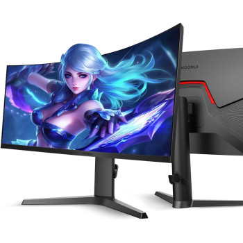 Koorui 21:9 WQHD 3440 x 1440 4K (HDr 400) 34 Inch 1800R Curved Gaming Monitor, 165Hz Mprt 1Ms (AMD Freesync Premium Nvidia G-Sync) HDMI DP 90% DCI-P3 OSD Roker Computer Gamer Monitors