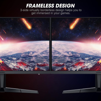 Koorui Monitor Gaming, 24 Inch Computer Screen HDMI, 165Hz, 1080P, 1Ms, IPS, Freesync, Compatible G-Sync, Tilt Adjustable, Eye Care, Vesa Wall Mountable (FHD 1920x1080, Display Port) Black