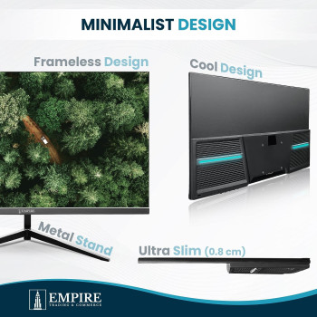 Empire 27 Inch Monitor With Speakers, 75Hz Computer Monitor With 99% SRGB, Ultra-Slim Design Frameless PC Monitor With Tilt V Stand, Anti-Glare And Free Sync Computer Screen With Full HD LED Display