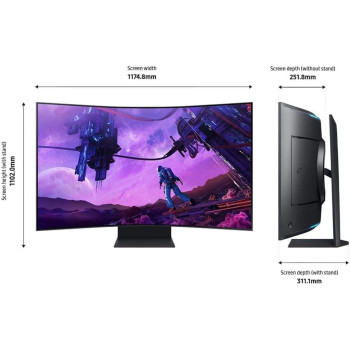 Samsung 55 Inch Curved 4K UHD Smart Gaming Monitor, 165Hz, 1Ms, Wi-Fi & Bluetooth Connectivity With Has & Pivot - LS55BG970NMXUE