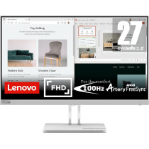 Lenovo L27E-40 27 Inch VA Full HD 100Hz Anti-Glare Monitor With HDMI, VGA, AMD Freesync, Tilt Stand - Cloud Grey