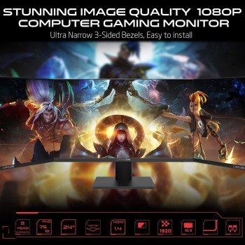 GameOn GOB24FHD75IPS 24 Inch FHD, 75Hz, 4ms, Flat IPS Gaming Monitor