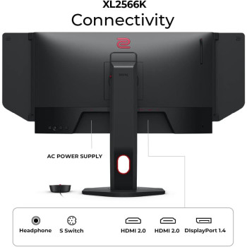 BenQ Zowie XL2566K 24.5 Fast TN In 360Hz Gaming Monitor Motion Clarity Dyac, 1080P, XL Setting To Share, Custom Quick Menu, S Switch, Shield, Smaller Base, Adjustable Height & Tilt, Black