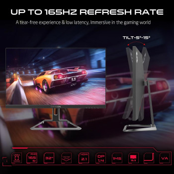 GameOn GOE32FHD165VA 32 Inch FHD, 165Hz, 1ms Flat Gaming Monitor, Black - (HDMI 2.1 Console Compatible)