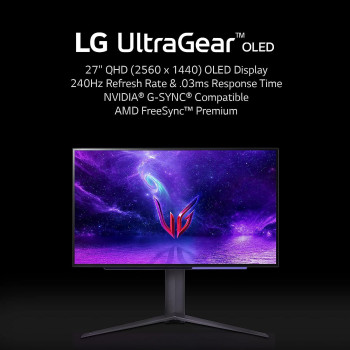 LG 27 Inch UltraGear OLED QHD Gaming Monitor With 240Hz .03ms GtG & Nvidia G-Sync Compatible, Black (27GR95QE-B.AUS)