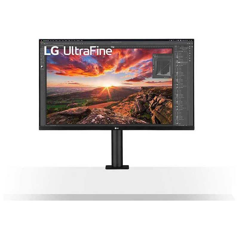 LG 32 Inch 4K UHD Monitor Ultrafine Display Ergo IPS Display, HDR 10, USB Type-C, AMD Freesync, Reader Mode, Stand With C-Clamp, Black - 32UN880-B