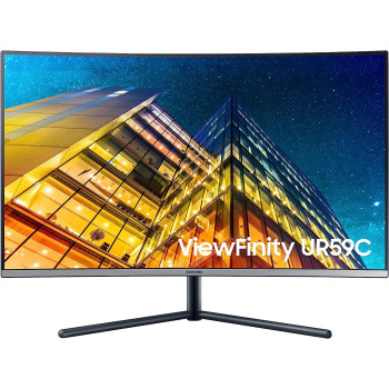 Samsung 32 Inch UR59 Series Viewfinity 4K UHD (3840x2160) Computer Monitor, Curved, HDMI, Display Port, 3-Sided Border-Less, Eye Saver Mode LU32R590CWNXZA, Black