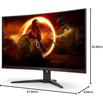 AOC C32G2ZE 32 Inch Curved Frameless Gaming Monitor, Full HD 1920x1080, VA, 0.5Ms 240Hz, AMD Freesync Premium, DP/HDMI/VGA, Vesa, 3-3-1 Re-Spawn Program, Xbox PS5 Switch,Black