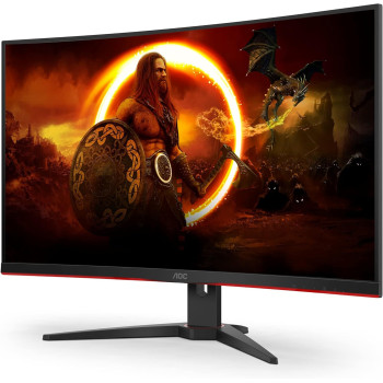 AOC C32G2ZE 32 Inch Curved Frameless Gaming Monitor, Full HD 1920x1080, VA, 0.5Ms 240Hz, AMD Freesync Premium, DP/HDMI/VGA, Vesa, 3-3-1 Re-Spawn Program, Xbox PS5 Switch,Black
