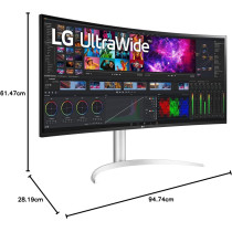 LG 40WP95C-W 40 Inch Ultrawide Curved WUHD (5120 x 2160) 5K2K Nano IPS Display, DCI-P3 98% (Typ.) With Hdr10, Thunderbolt 4 With 96W PD, 3-Side Virtually Borderless Design Tilt/Height/Swivel Stand, Black