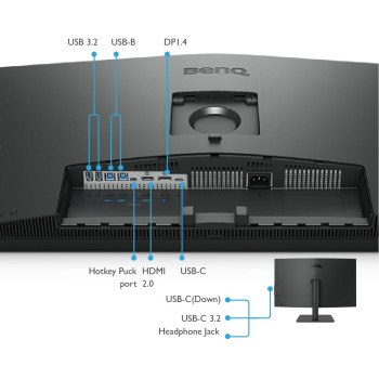 BenQ PD3205U 32 Inch 3840 x 2160 4K Designer Monitor, UHD, SRGB, Rec.709, SRGB, Hdr10, IPS, USB-C (65W), USB Hub, Aqcolor, Factory-Calibrated, Cad/Cam Mode, Hotkey Puck G2, KVM, Ergonmic, ICC Sync (Grey)