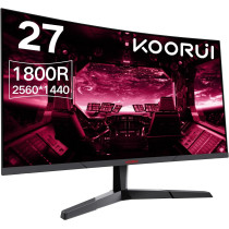 Koorui 27E6QC QHD Curved 27 Inch Monitor, Fast VA Computer Gaming Monitor (2560 x 1440P, R1800, 144Hz, 1Ms, DCI-P3 85%, DP+HDMI, Game Mode, Eye Protection, Rocker Button), Narrow Bezel On Three Sides