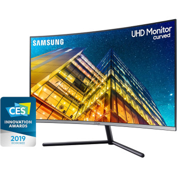 Samsung U32R590 CW UHD 32 Inch 3840 x 2160 Pixels 1500R Curved Screen, Tilt Adjustment, Flicker-Free Monitor, 60 Hz Refresh Rate, Dark Blue Grey