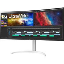 LG 38WP85C 38 Inch Curved 21:9 Ultrawide QHD+ (384x1600) IPS Monitor With USB Type C, Hdr10, Stereo Speaker, HDMI, DP, Tilt/Height Adjustable Stand - White