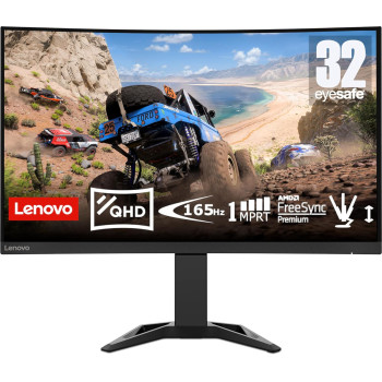 Lenovo 66F2GAC1UK G32QC-30 Curved Monitor With 32 Inch QHD 1500R VA Panel, 165Hz Refresh Rate, AMD Freesync Premium, 3 Year Warranty