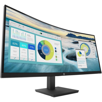 HP P34HC G4 34 Inch WQHD Curved Screen Edge LED LCD Monitor - Vertical Alignment - 3440 x 1440 - 250 Nit - 100 Hz Rr - HDMI - Display Port - Black