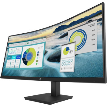 HP P34HC G4 34 Inch WQHD Curved Screen Edge LED LCD Monitor - Vertical Alignment - 3440 x 1440 - 250 Nit - 100 Hz Rr - HDMI - Display Port - Black