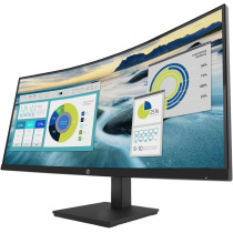 HP P34HC G4 34 Inch WQHD Curved Screen Edge LED LCD Monitor - Vertical Alignment - 3440 x 1440 - 250 Nit - 100 Hz Rr - HDMI - Display Port - Black