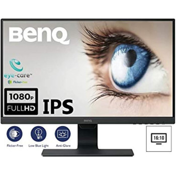 BenQ 22.5 Inch 16:10 Wuxga Eye Care IPS LED Monitor GW2381, 1920x1200, High Contrast, Brightness Intelligence, Anti Glare, Flicker Free, Slim Bezel, Cable Management System, HDMI, Black