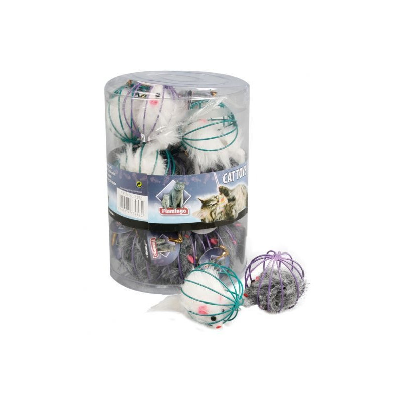 Flamingo Cat Toy Wire with Mouse, OS, WHITE , BLACK