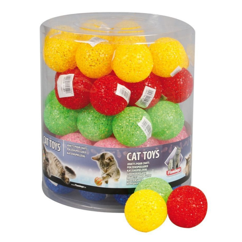 Flamingo Cat Toy Glitter Ball, OS, YESLLOW ,RED ,GREEN , PINK