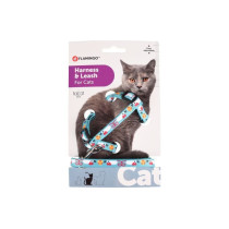 Flamingo Arwen Mouse Print Cat Harness & Leash, BLUE
