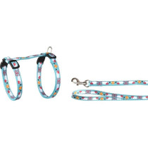 Flamingo Arwen Mouse Print Cat Harness & Leash, BLUE