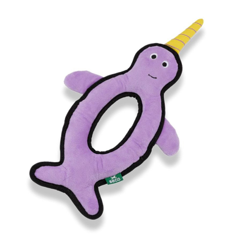 Beco Rough and Tough Narwhal Soft Dog Toy, LARGE, PURPLE