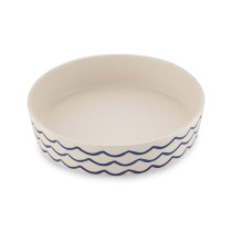 Beco Classic Bamboo Gone Fishing Cat Bowl, WHITE