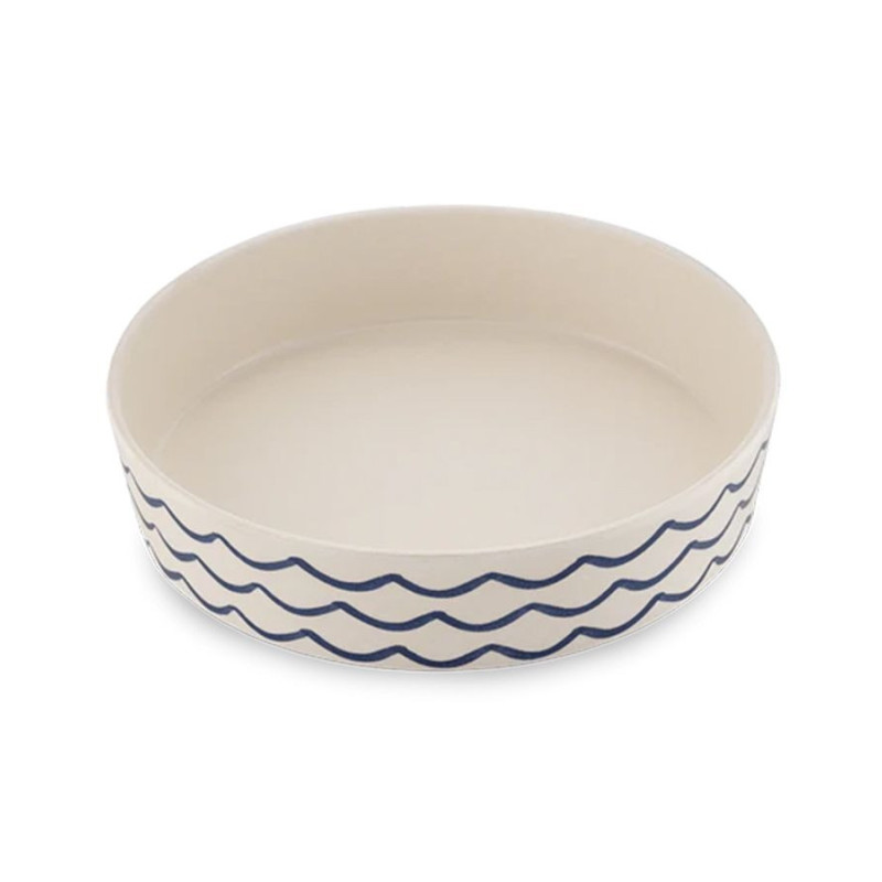 Beco Classic Bamboo Gone Fishing Cat Bowl, WHITE