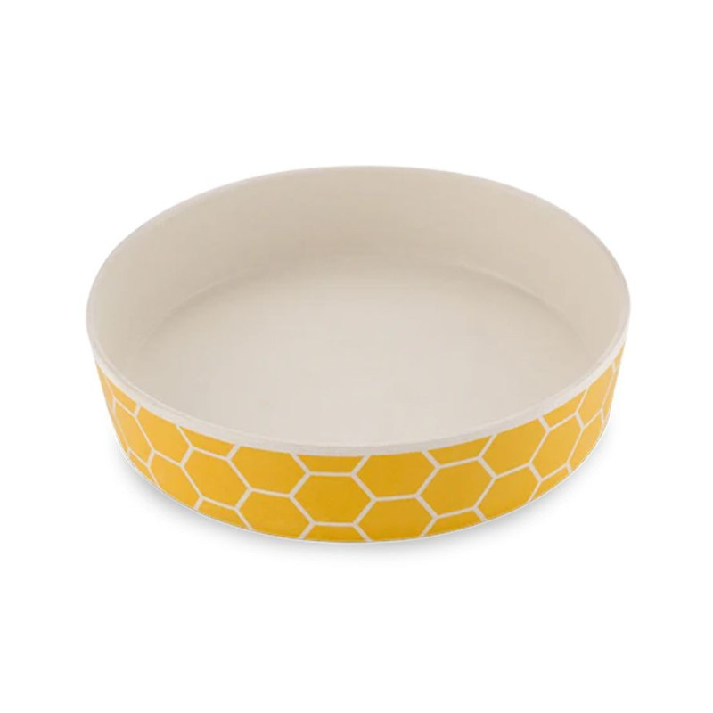 Beco Classic Bamboo Ocean Waves Cat Bowl, WHITE