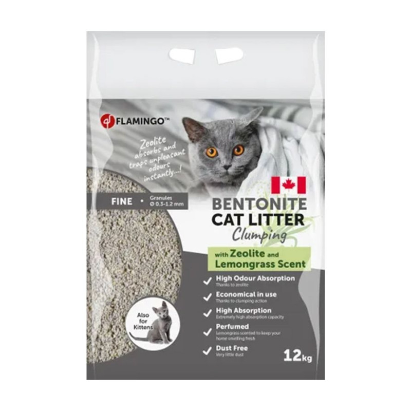 Flamingo Cat Litter Lemongrass Scent, 12 Kg, Grey