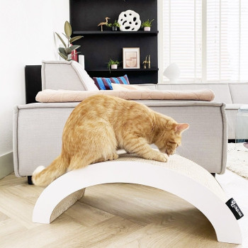 District 70 Arch Cardboard Cat Scratcher, BROWN - WHITE