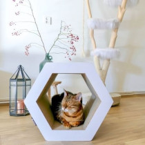 District 70 Hexa Cardboard Cat Scratcher, BROWN - WHITE