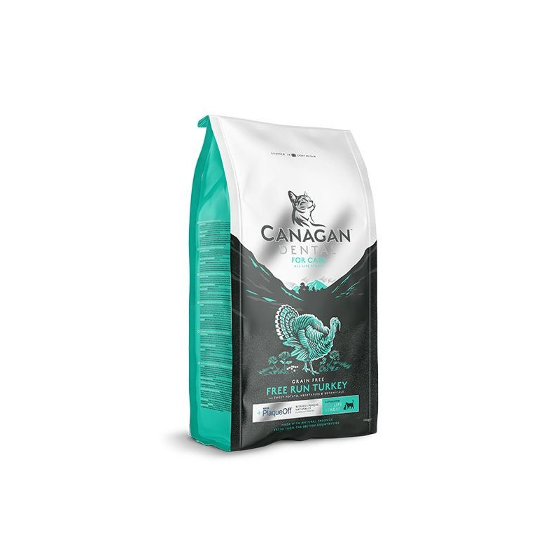 Canagan 4Kg Free Run Turkey Dental Dry Cat Food, Brown