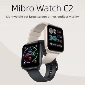 Mibro C2 Smart Watch 1.69 Touch Control HD Screen 24H Heart Rate & Sleep Monitoring SpO2 Sensor Measurement- Black