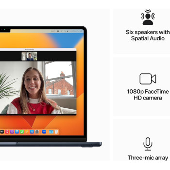 Apple MacBook Air 15.3 inch, Apple M2 Chip With 8 Core CPU & 10 Core GPU, 512GB SSD, Midnight - MQKX3