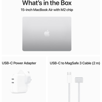 Apple MacBook Air 15.3 inch, Apple M2 Chip With 8 Core CPU & 10 Core GPU, 512GB SSD, Silver - MQKT3