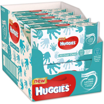 Huggies All Over Clean Wet Baby Wipes, Full Body, Discreet & Fresh, 10 x 56 Wipes, Monthly Box