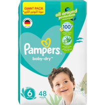 Pampers Baby-Dry Taped Diapers with Aloe Vera Lotion, up to 100% Leakage Protection, Size 6, 13+kg