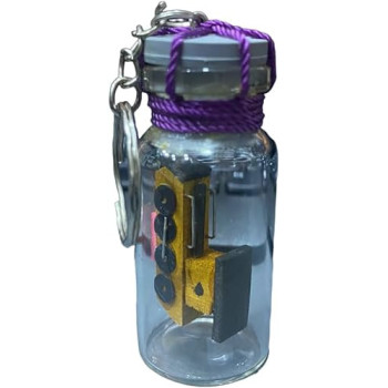 Miniature Train Model Bottle With Pink Lid Keychain