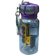Miniature Train Model Bottle With Pink Lid Keychain