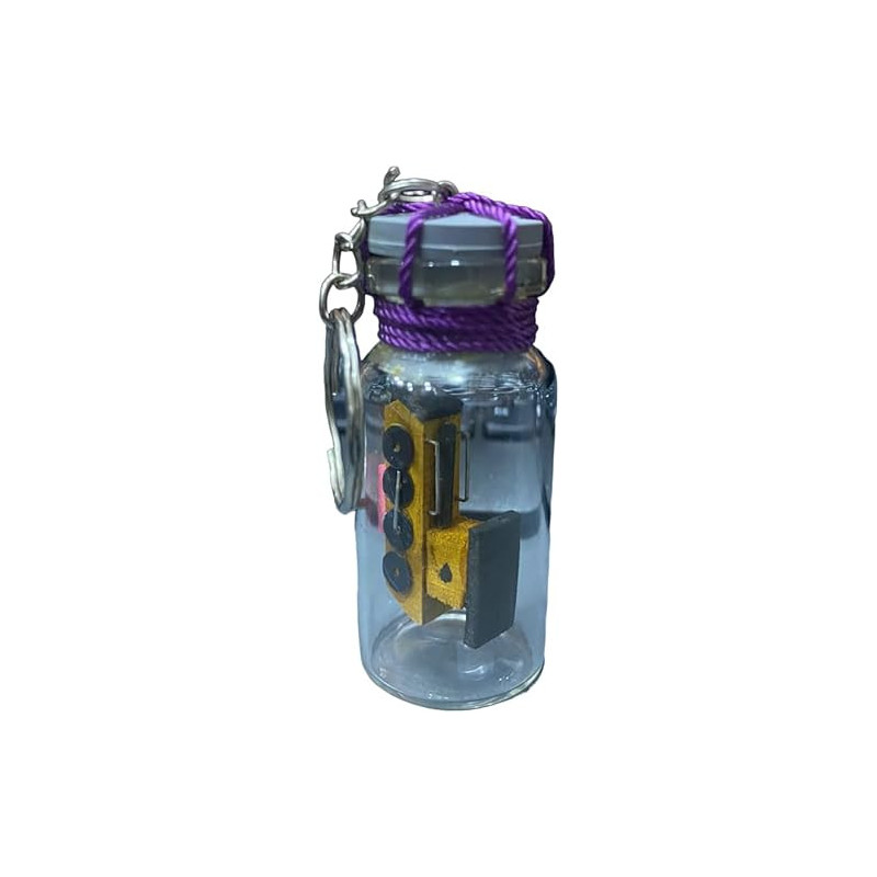 Miniature Train Model Bottle With Pink Lid Keychain