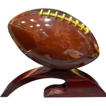 Handmade Mahogany Wooden Rugby Ball Model 30cm Length
