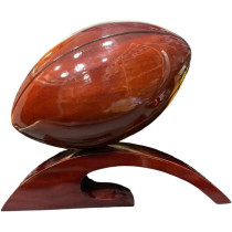 Handmade Mahogany Wooden Rugby Ball Model 30cm Length