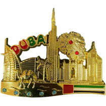 Dubai Gold Colour Fridge Magnet With Mini Stones Design