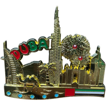 Dubai Gold Colour Fridge Magnet With Mini Stones Design